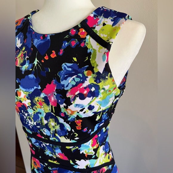 Nicole by Nicole Miller Size Medium Multi Color Floral Sleeveless Midi Dress - Picture 5 of 6